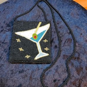 Beaded Black Martini Cocktail Bag.